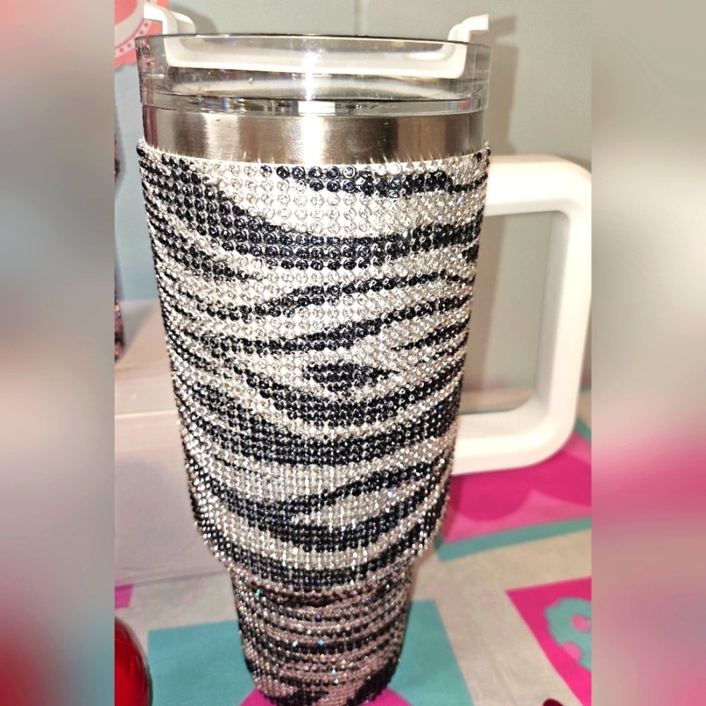 Zebra Rhinestone Tumbler